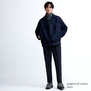 Uniqlo Smart Cotton Cropped Ankle Pants Navy Medium NWT